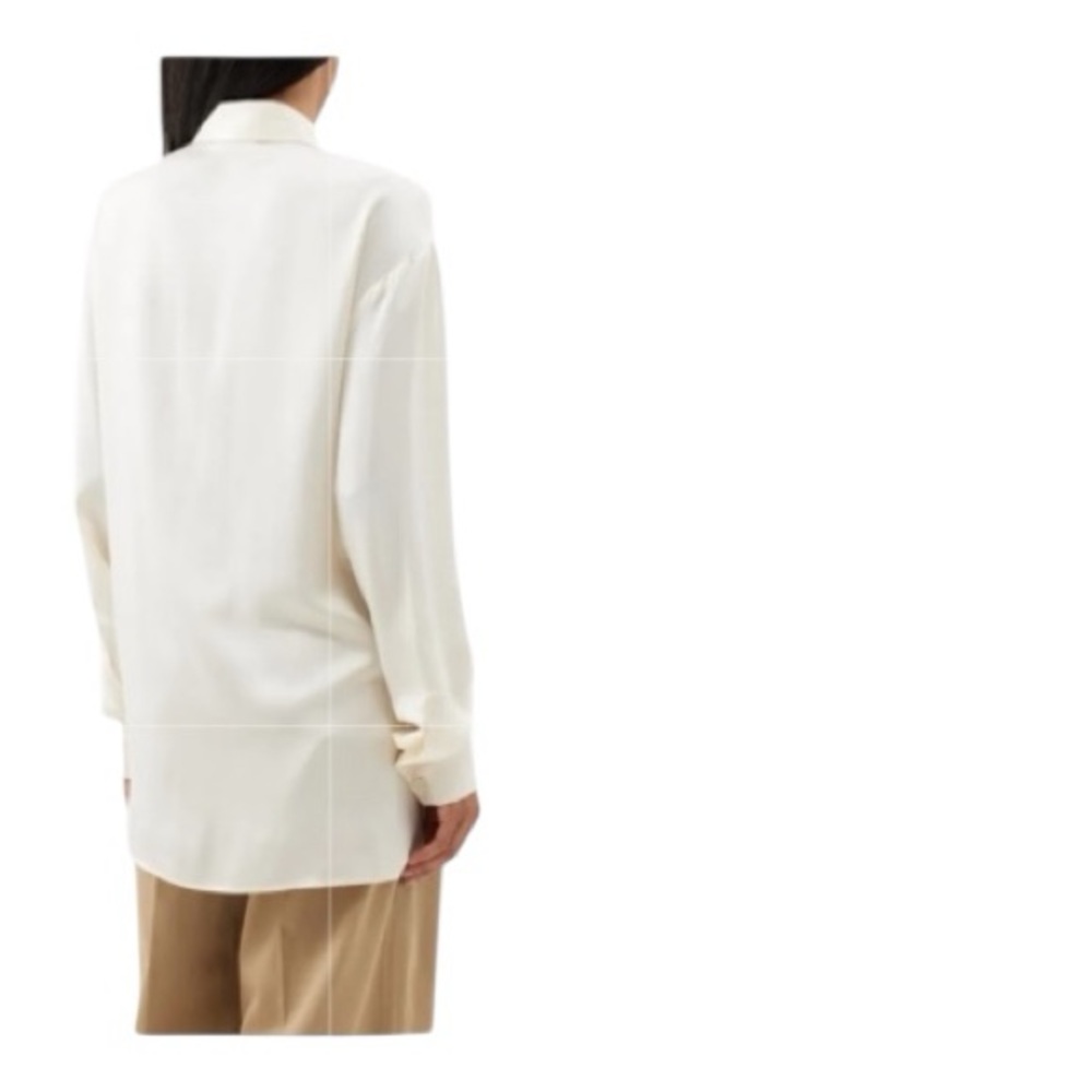 Raey Ivory Silk Tie Front Tunic Blouse  Minimalist Quiet Luxury 100% Silk 10 - Picture 4 of 10